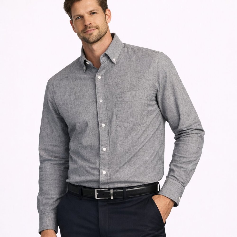 Hawker Rye Men's Lt Grey Modern Stretch Oxford Button-Down Shirt - Size XL - NWT